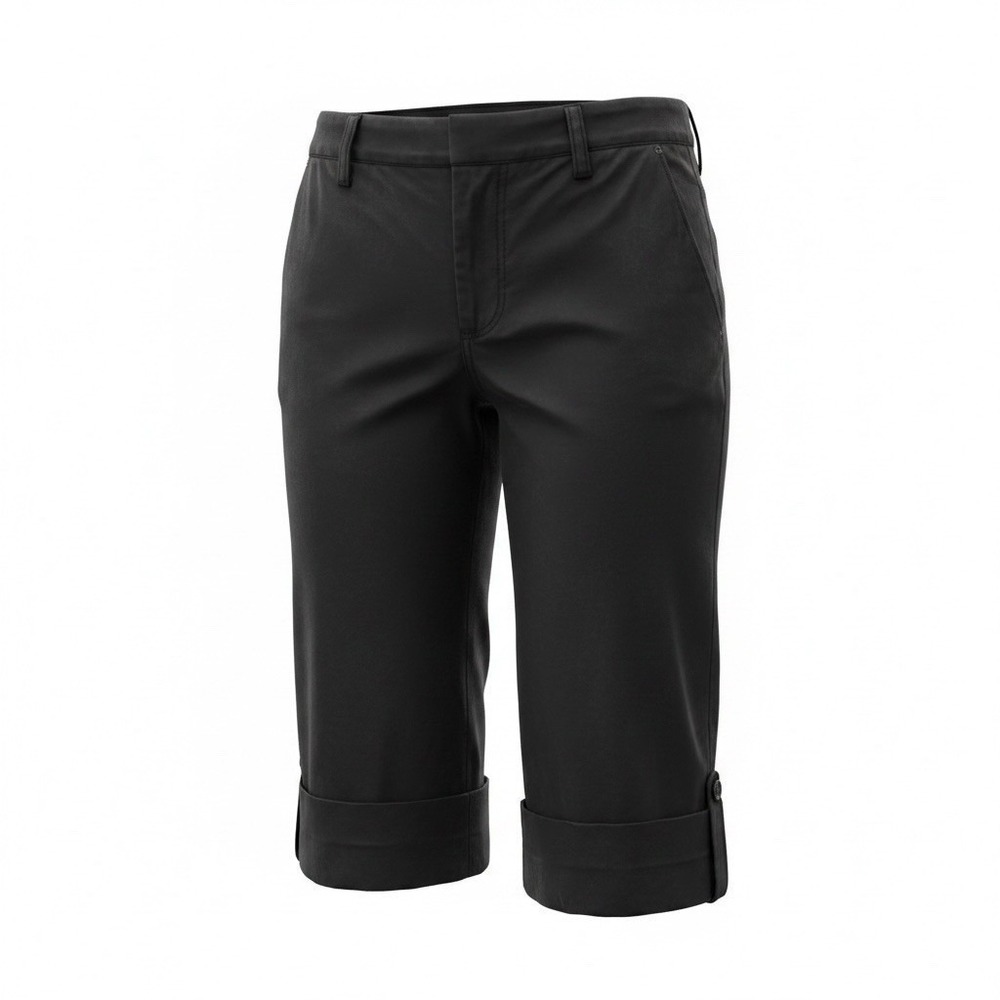 Ann Taylor Loft Stretch Capri Pants Womens 4 Black Chino Flare Cuffed MidRise